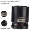 Picture of ZOYAKKI Shallow Impact Socket, SAE, 1/2 Inch Drive, 6 Point, Metric x 21 mm