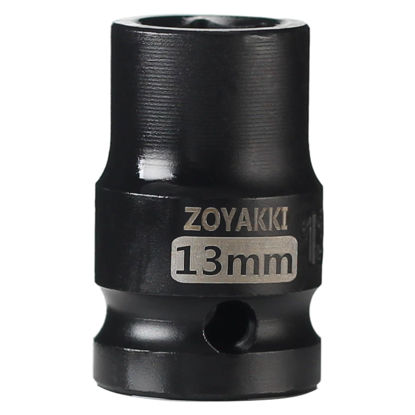 Picture of ZOYAKKI Shallow Impact Socket, SAE, 1/2 Inch Drive, 6 Point, Metric x 13 mm