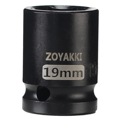 Picture of ZOYAKKI Shallow Impact Socket, SAE, 1/2 Inch Drive, 6 Point, Metric x 19 mm