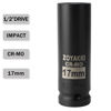 Picture of ZOYAKKI 1/2" Drive x 17 mm Deep 6 PT Impact Socket, CR-MO, 1/2-inch Drive 6 Point Axle Nut Socket for Easy Removal of Axle Shaft Nuts (17MM)