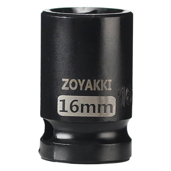 Picture of ZOYAKKI Shallow Impact Socket, SAE, 1/2 Inch Drive, 6 Point, Metric x 16 mm