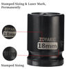 Picture of ZOYAKKI Shallow Impact Socket, SAE, 1/2 Inch Drive, 6 Point, Metric x 18 mm