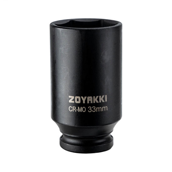 Picture of ZOYAKKI 1/2" Drive x 33 mm Deep 6 PT Impact Socket, CR-MO, 1/2-inch Drive 6 Point Axle Nut Socket for Easy Removal of Axle Shaft Nuts (33MM)