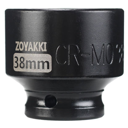 Picture of ZOYAKKI Shallow Impact Socket, SAE, 1/2 Inch Drive, 6 Point, Metric x 38 mm