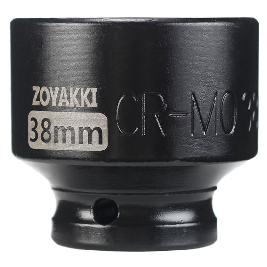Picture of ZOYAKKI Shallow Impact Socket, SAE, 1/2 Inch Drive, 6 Point, Metric x 38 mm