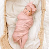Picture of Konssy Baby Girl Newborn Receiving Blanket with Matching Headband and Beanie Set Baby Swaddle Nursery Swaddle Wrap