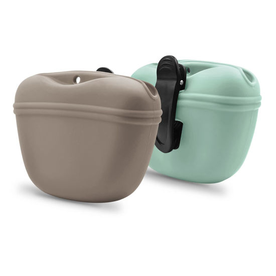 Picture of AUDWUD - Silicone Dog Treat Pouch - Clip on Portable Training Container - Convenient Magnetic Buckle Closing and Waist Clip - BPA Free