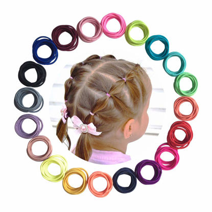 Picture of Baby Hair Ties for Girls - 200Pcs Small 1" Elastic Toddler Hair Ties Ponytail Holders Hair Ties for Baby Girls Infants Kids Hair Accessories (Color A)