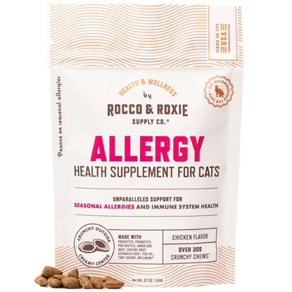 Picture of Rocco & Roxie Allergy Relief for Cats, Cat Supplements & Vitamins, Probiotics to Support Gut Health, Fish Oil for Skin, Sneezing and Itching from Seasonal Allergies, Tart Cherry Immune System Support