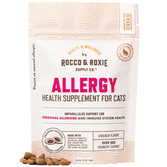 Picture of Rocco & Roxie Allergy Relief for Cats, Cat Supplements & Vitamins, Probiotics to Support Gut Health, Fish Oil for Skin, Sneezing and Itching from Seasonal Allergies, Tart Cherry Immune System Support