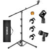 Picture of ZOMON Microphone Stand, Tripod Boom Arm Floor Mic Stand Height Adjustable Heavy Duty with Carrying Bag 2 Mic Clips 3/8" to 5/8" Adapter for Singing Podcast for Blue Yeti Shure SM58 SM48 Samson Q2U