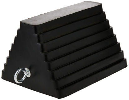 Picture of MaxxHaul 70073 Solid Rubber Heavy Duty Wheel Chock with Eyebolt, 1 Count (Pack of 1)