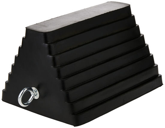 Picture of MaxxHaul 70073 Solid Rubber Heavy Duty Wheel Chock with Eyebolt, 1 Count (Pack of 1)