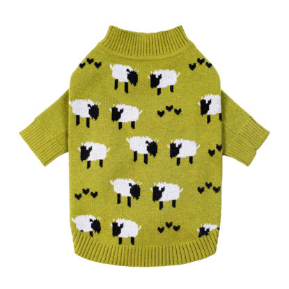 Picture of Fitwarm Funny Sheep Dog Sweater, Thermal Dog Winter Clothes for Small Dogs Boy Girl, Dog Holiday Clothes, Doggy Pullover Jumper, Pet Outfit, Black, Green, White, Large