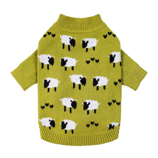 Picture of Fitwarm Funny Sheep Dog Sweater, Thermal Dog Winter Clothes for Small Dogs Boy Girl, Dog Holiday Clothes, Doggy Pullover Jumper, Pet Outfit, Black, Green, White, Large