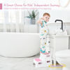 Picture of Pink Toddler Step Stool for Toilet, Two Step Stool for Kids Bathroom with Handle for Potty Training, Non-Slip Girls Small Heavy Duty Plastic Stool for Sink Bed Kitchen Counter (White-Pink)