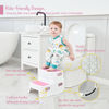 Picture of Pink Toddler Step Stool for Toilet, Two Step Stool for Kids Bathroom with Handle for Potty Training, Non-Slip Girls Small Heavy Duty Plastic Stool for Sink Bed Kitchen Counter (White-Pink)