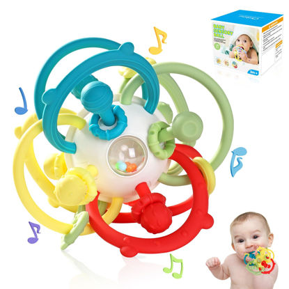 Picture of Orzbow Rattle & Sensory Teething Toys for Baby, Montessori Teethers Toys for Babies 3-12 Months, Infant Teething Relief Chew Toys, Stimulating Little Minds & Hands with Educational Toys for Toddlers