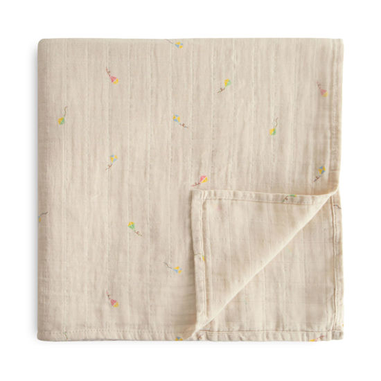 Picture of mushie Muslin Baby Swaddle Blanket | 100% Organic Cotton (Kites)