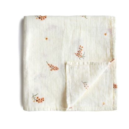 Picture of mushie Muslin Baby Swaddle Blanket | 100% Organic Cotton (Flowers)