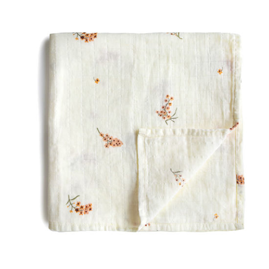 Picture of mushie Muslin Baby Swaddle Blanket | 100% Organic Cotton (Flowers)