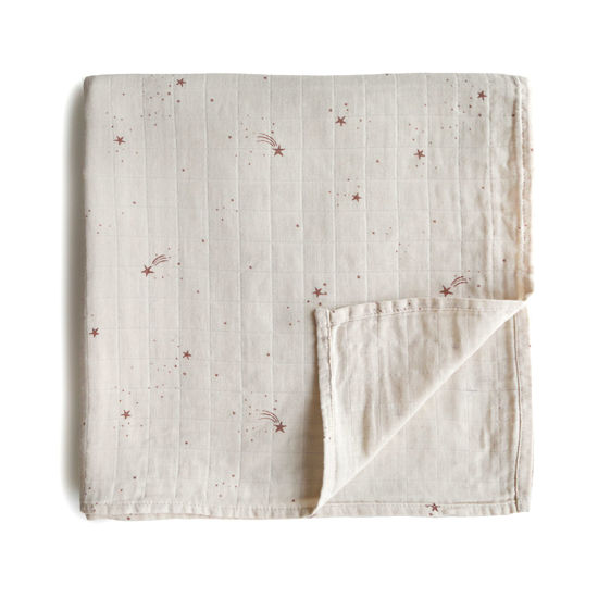 Picture of mushie Muslin Baby Swaddle Blanket | 100% Organic Cotton (Falling Stars)