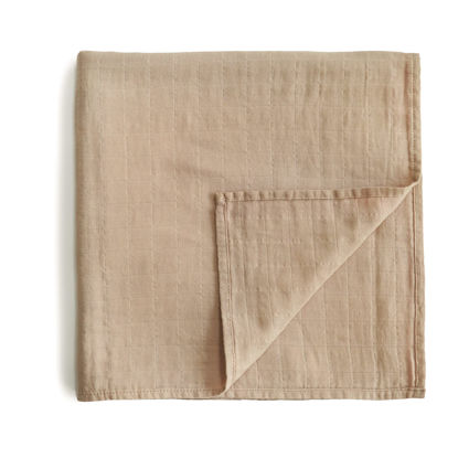Picture of mushie Muslin Baby Swaddle Blanket | 100% Organic Cotton (Pale Taupe)