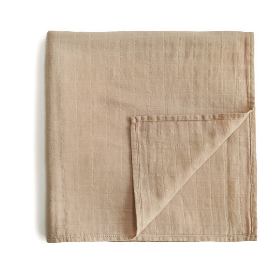 Picture of mushie Muslin Baby Swaddle Blanket | 100% Organic Cotton (Pale Taupe)