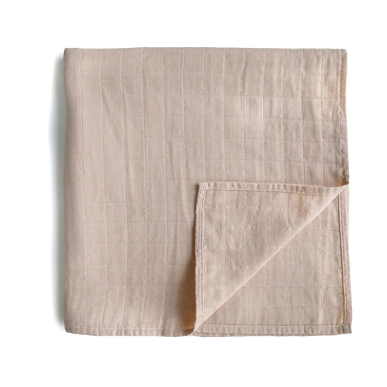 Picture of mushie Muslin Baby Swaddle Blanket | 100% Organic Cotton (Blush)