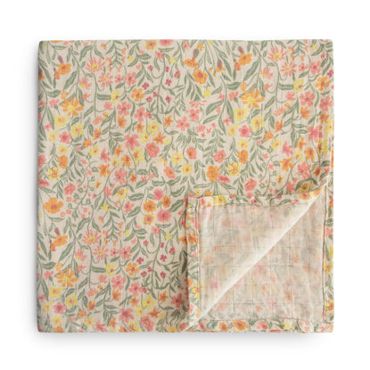 Picture of mushie Muslin Baby Swaddle Blanket | 100% Organic Cotton (Pastel Blooms)