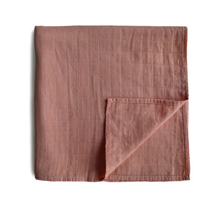 Picture of mushie Muslin Baby Swaddle Blanket | 100% Organic Cotton (Cedar)