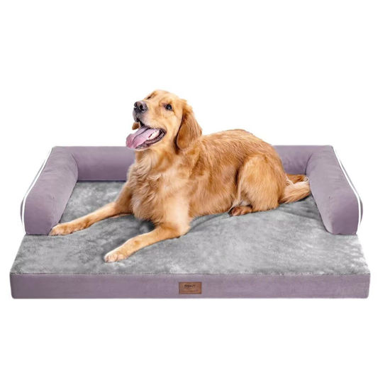 Picture of Orthopedic Large Dog Bed Washable, Orthopedic Dog Bed with Removable Bolsters, Washable Dog Beds Cover for Large Dogs, Waterproof Pet Beds and Non-Slip Bottom, Extra Purple Large Dog Bed