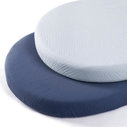 Picture of lulumoon Baby Muslin Bassinet Sheets: Cotton Bassinet Sheets Neutral for Boys and Girls - Bassinet Sheets Fitted for Oval Rectangle or Hourglass