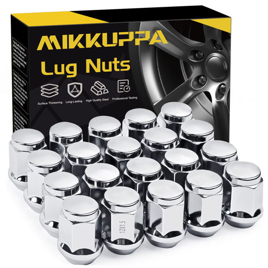 Picture of MIKKUPPA M12x1.5 Lug Nuts - Replacement for 2006-2019 Ford Fusion, 2000-2019 Ford Focus, 2001-2019 Ford Escape Aftermarket Wheel - 20pcs Chrome Closed End Lug Nut
