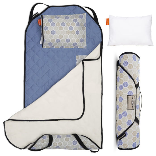 Picture of Urban Infant Tot Cot Kids Nap Mat - Toddler Preschool Daycare Bedding Cover with Blanket and Pillow - Honeycomb