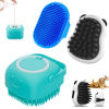 Picture of Comotech 3PCS Dog Bath Brush | Dog Shampoo Brush | Dog Scrubber for Bath | Dog/Grooming/Washing Brush Scrubber with Adjustable Ring Handle for Short & Long Haired Dogs/Cats (Blue Blue White)