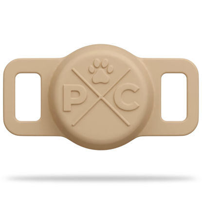 Picture of Pup Culture AirTag Dog Collar Holder, Extra-Durable, Lightweight, and Protective AirTag Case for Dog Collar - Track Your Pet Using an Apple AirTag - Dog Collar AirTag Holder- Tan 0.5 Inch Collar