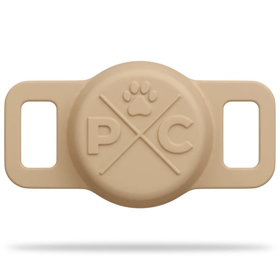 Picture of Pup Culture AirTag Dog Collar Holder, Extra-Durable, Lightweight, and Protective AirTag Case for Dog Collar - Track Your Pet Using an Apple AirTag - Dog Collar AirTag Holder- Tan 0.5 Inch Collar