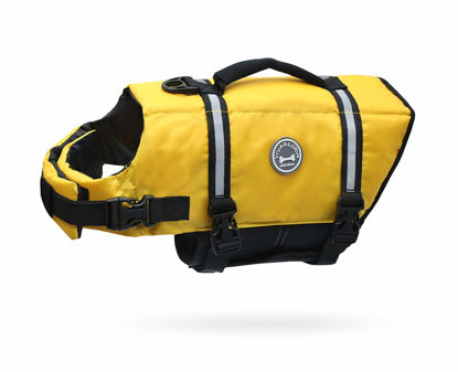 Picture of VIVAGLORY Ripstop Dog Life Jacket for Small Medium Large Dogs Boating, Swimming Vest for Dogs with Enhanced Visibility & Buoyancy, Yellow