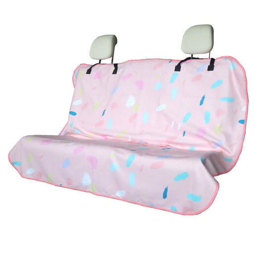 Picture of LoyaGour Back Seat Cover for Car Trucks Van SUV Jeep,Waterproof Rear Bench Towel Seat Covers for Dogs and Kids,Automotive Backseat Protector (Pink Marbling)