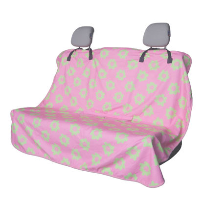 Picture of LoyaGour Back Seat Cover for Car Trucks Van SUV Jeep,Waterproof Rear Bench Towel Seat Covers for Dogs and Kids,Automotive Backseat Protector (Flower and Pink)