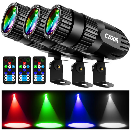 Picture of Pinspot Light 3 Pack, Czgor Light for Disco Ball 15W RGBW 4 in 1 Mirror Ball Light with Remote Control Super Bright LED Pin Light Disco Ball Spot Light for Parties DJ Disco Club Bar Wedding