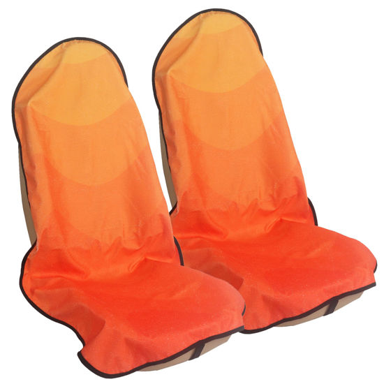 Picture of LoyaGour Car Seat Cover Protector Front Seats,for Gym Workout,Running,Swimming,Beach and Hiking,Waterproof Sweat Towel Bucket Seat Covers for Trucks SUV Jeep (Orange, 2Pcs)