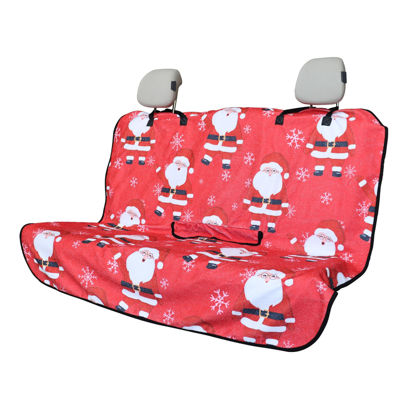 Picture of LoyaGour Back Seat Cover for Car Trucks Van SUV Jeep,Waterproof Rear Bench Towel Seat Covers for Dogs and Kids,Automotive Backseat Protector (Santa Claus)
