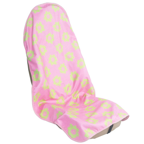 Picture of LoyaGour Car Seat Cover Protector Front Seats,for Gym Workout,Running,Swimming,Beach and Hiking,Waterproof Sweat Towel Bucket Seat Covers for Trucks SUV Jeep (Flower and Pink, 1Pcs)
