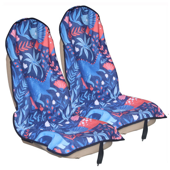 Picture of LoyaGour Car Seat Cover Protector Front Seats,for Gym Workout,Running,Swimming,Beach and Hiking,Waterproof Sweat Towel Bucket Seat Covers for Trucks SUV Jeep (Dinosaur, 2Pcs)