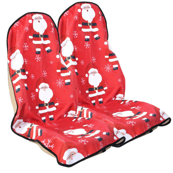 Picture of LoyaGour Car Seat Cover Protector Front Seats,for Gym Workout,Running,Swimming,Beach and Hiking,Waterproof Sweat Towel Bucket Seat Covers for Trucks SUV Jeep (Santa Claus, 2Pcs)