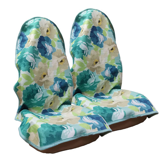 Picture of LoyaGour Car Seat Cover Protector Front Seats,for Gym Workout,Running,Swimming,Beach and Hiking,Waterproof Sweat Towel Bucket Seat Covers for Trucks SUV Jeep (Chrysanthemum, 2Pcs)