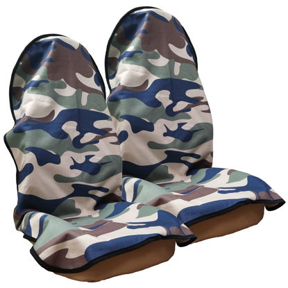 Picture of LoyaGour Car Seat Cover Protector Front Seats,for Gym Workout,Running,Swimming,Beach and Hiking,Waterproof Sweat Towel Bucket Seat Covers for Trucks SUV Jeep (Camouflage, 2Pcs)