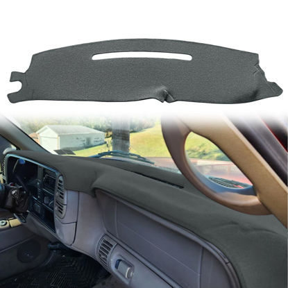 Picture of Dash Cover Custom Fit for 1997-2000 Chevy Chevrolet Silverado/GMC C1500 C2500 C3500 K1500 K2500 K3500, 1997-99 GMC Yukon/Chevy Tahoe Suburban, Dashboard Mat Pad Carpet Protector(97-98, Dark Gray) Y57